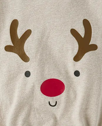 Baby Christmas Reindeer Graphic Bodysuit - brown