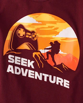 Boys Adventure Gamer Graphic Tee - burgundy