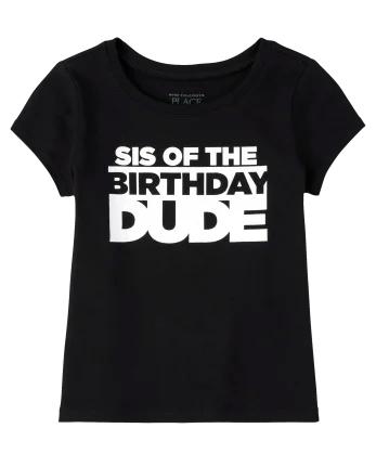 Baby And Toddler Girls Matching Family Birthday Graphic Tee - black