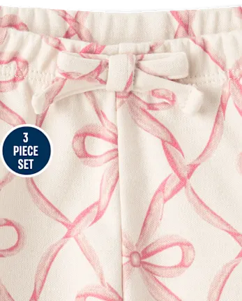 Baby Girls Bow 3-Piece Take Me Home Set - pink