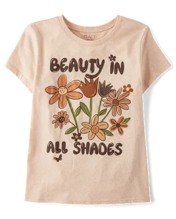 Girls Beauty In All Shades Graphic Tee - tan