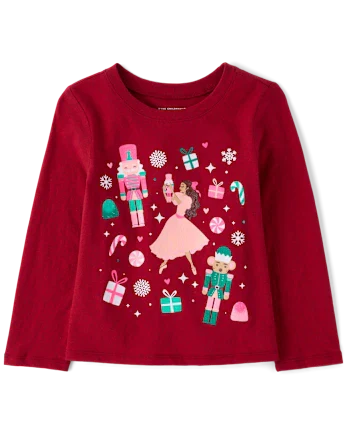 Baby And Toddler Girls Christmas Nutcracker Graphic Tee - red