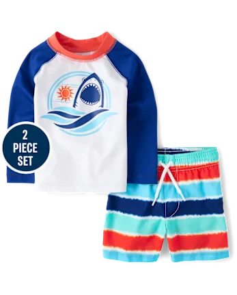 Baby And Toddler Boys Graphic Rashguard Swimsuit - blue