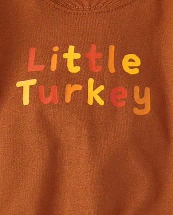 Baby Little Turkey Graphic Bubble Bodysuit - brown