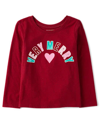 Baby And Toddler Girls Very Merry Christmas Graphic Tee - red