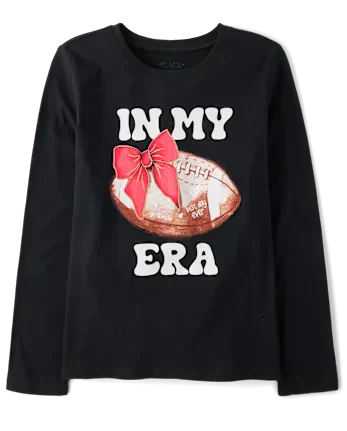 Girls In My Football Era Graphic Tee - black