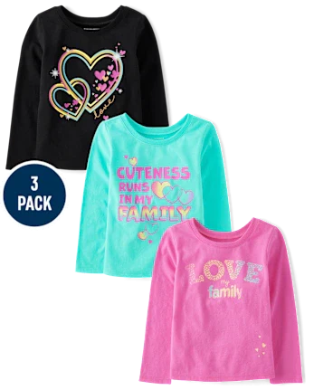 Baby And Toddler Girls Family Graphic Tee 3-Pack - multi