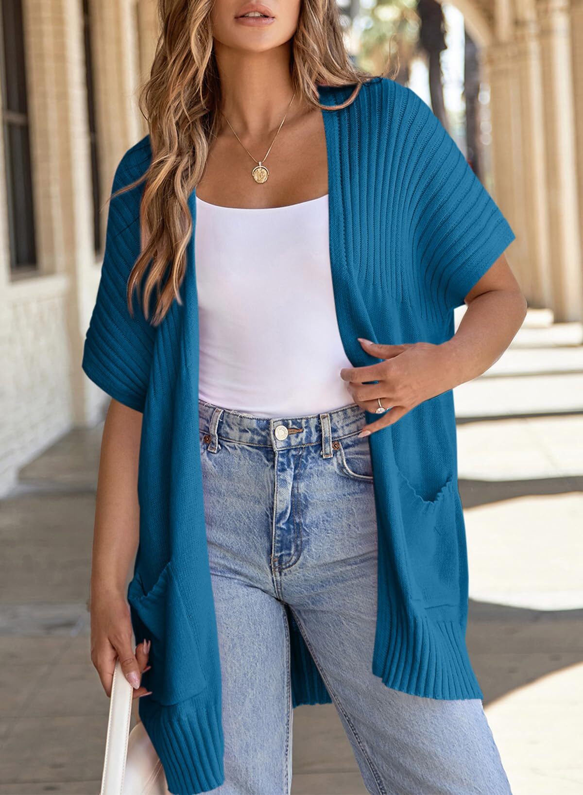 ✨Women's Short Sleeve Pleated Lightweight Open Front Cardigan(BUY 2 FREE SHIPPING)