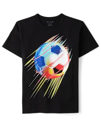 Boys Soccer Ball Graphic Tee - black