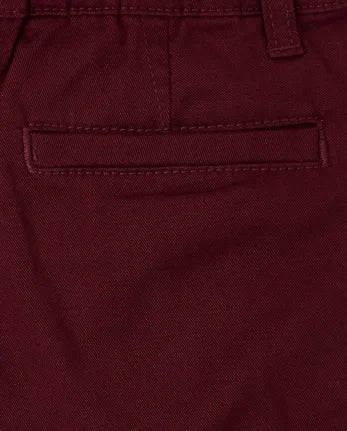 Baby And Toddler Boys Uniform Stretch Skinny Chino Pants - burgundy
