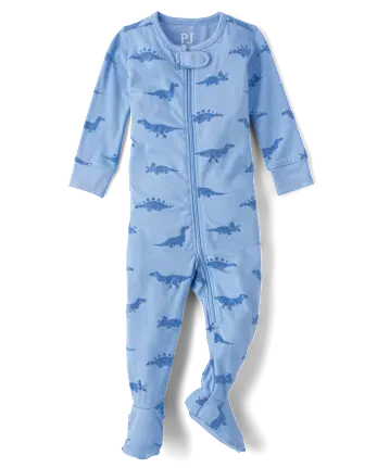 Baby And Toddler Boys Dino Footed One Piece Pajamas - Super Soft - blue