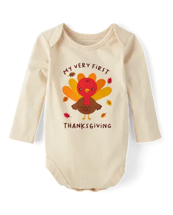 Baby First Thanksgiving Graphic Bodysuit - brown