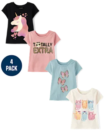 Baby And Toddler Girls Animal Graphic Tee 5-Pack - multi