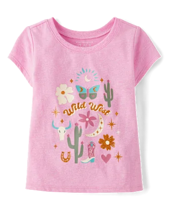Baby And Toddler Girls Wild West Graphic Tee - pink