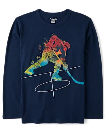 Boys Hockey Graphic Tee - blue