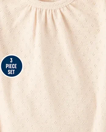 Baby Girls Floral 3-Piece Playwear Set - pink