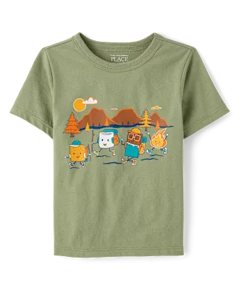 Toddler Boys Camp Smores Graphic Tee - green