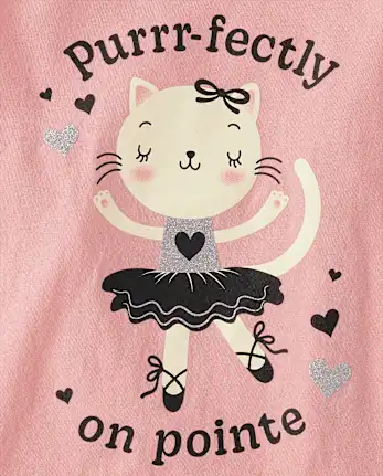 Baby And Toddler Girls Ballerina Cat Graphic Tee - pink