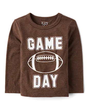 Baby And Toddler Boys Football Game Day Graphic Tee - brown