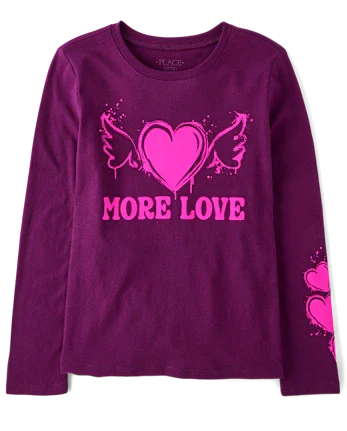 Girls More Love Graphic Tee - purple