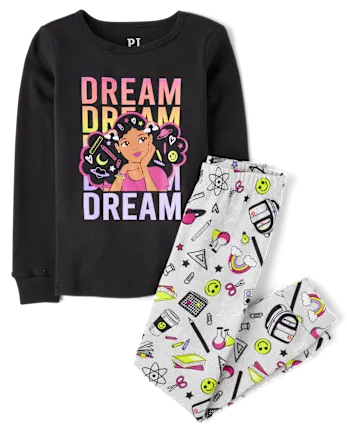 Girls Dream Snug Fit Cotton Pajamas - gray
