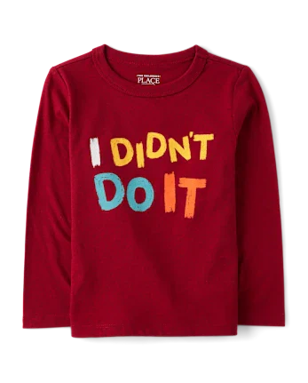 Baby And Toddler Boys I Didn't Do It Graphic Tee - red