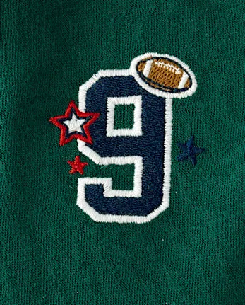 Baby Boys Embroidered Varsity Premium Fleece Romper - green