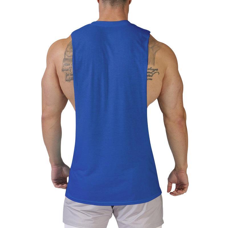 Men's Loose Solid Large Side Slit Sports Fitness Tank Top