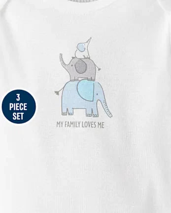 Baby Boys Elephant 3-Piece Take Me Home Set - gray