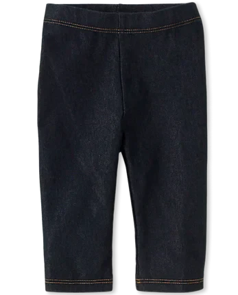 Baby And Toddler Girls Faux Denim Capri Leggings - denim