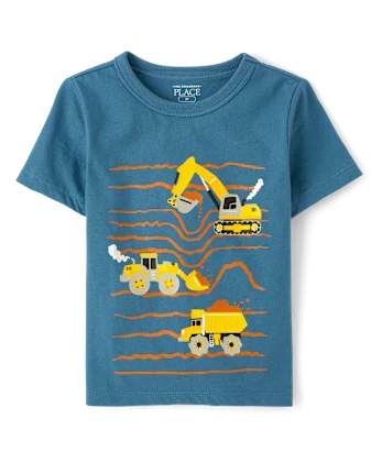 Toddler Boys Construction Vehicles Graphic Tee - blue