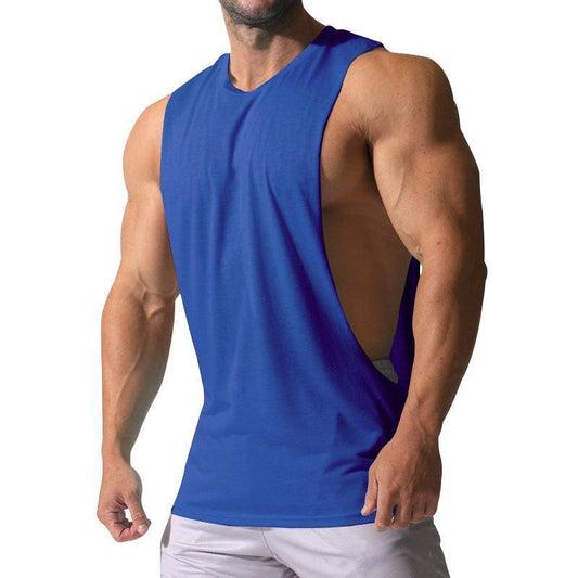 Men's Loose Solid Large Side Slit Sports Fitness Tank Top