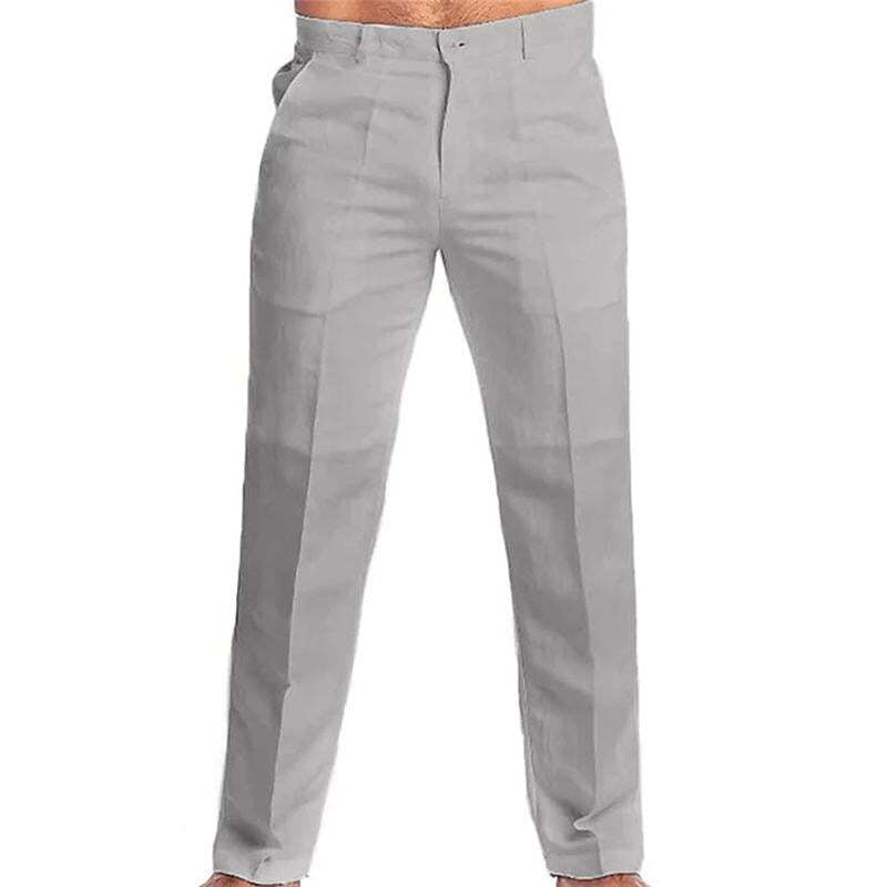 Men's Casual Solid Color Linen Blend Loose Casual Pants