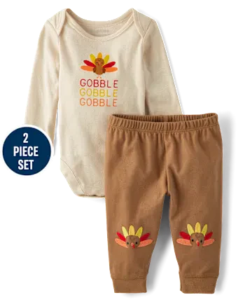 Baby Thanksgiving 2-Piece Playwear Set - brown