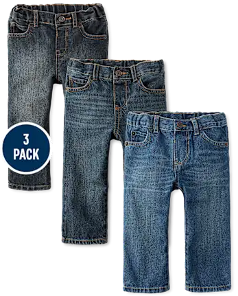 Baby And Toddler Boys Straight Jeans 3-Pack - multi