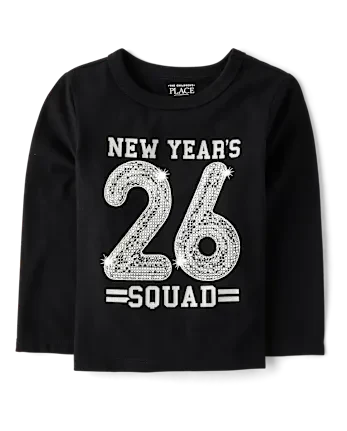 Baby And Toddler New Years Squad 26 Graphic Tee - black