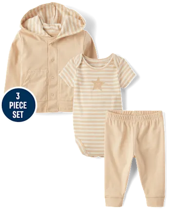 Baby Star 3-Piece Outfit Set - tan