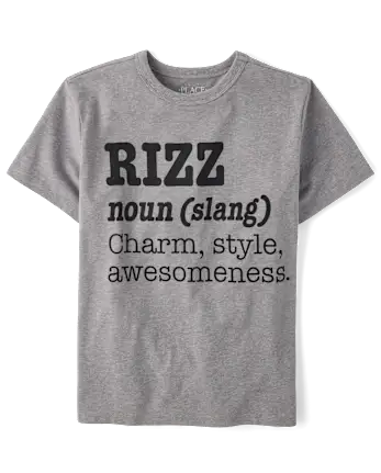 Boys Rizz Definition Graphic Tee - gray