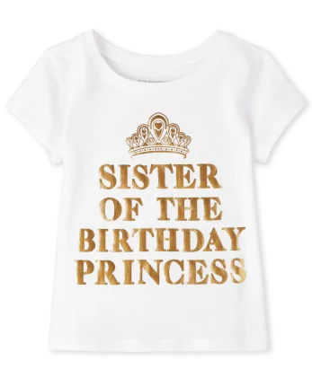 Baby And Toddler Girls Mommy And Me Foil Birthday Princess Graphic Tee - white