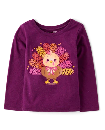Baby And Toddler Girls Turkey Graphic Tee - purple