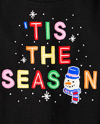 Baby And Toddler Matching Family Glow Tis The Season Snug Fit Cotton Pajamas - black