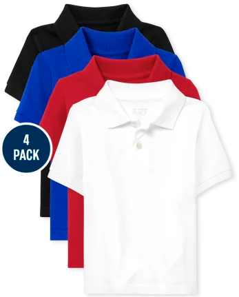 Baby And Toddler Uniform Soft Pique Polo 4-Pack - multi