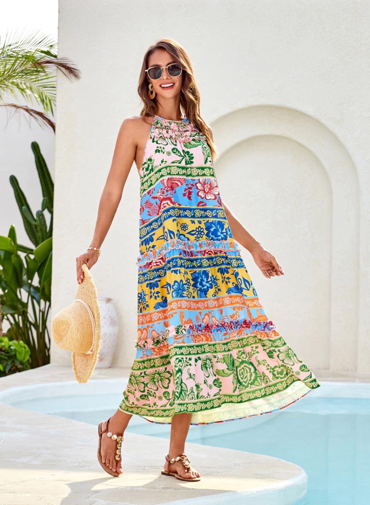 ✨Women's Elegant Hollower Out Waist A  Line Spaghetti Straps Dress (Buy 2 Free Shipping)