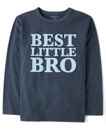 Boys Best Little Bro Graphic Tee - gray