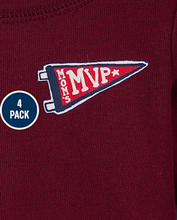 Baby Boys Sports Bodysuit 4-Pack - white