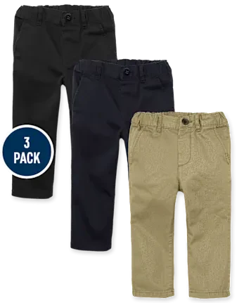 Baby And Toddler Boys Uniform Stretch Skinny Chino Pants 3-Pack - multi