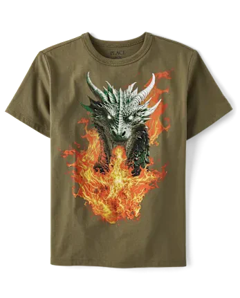 Boys Dragon Graphic Tee - green