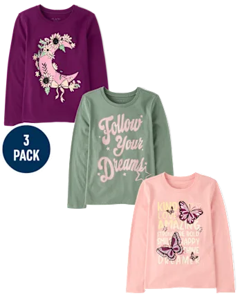 Girls Dreamer Graphic Tee 3-Pack - multi