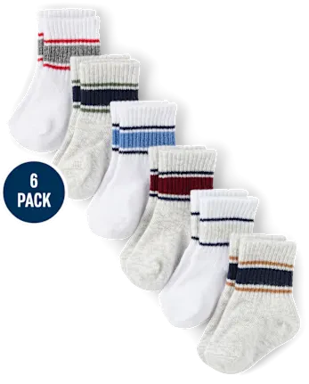 Baby Boys Striped Midi Socks 6-Pack - multi