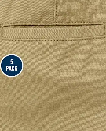 Baby And Toddler Boys Uniform Stretch Straight Chino Pants 5-Pack - tan